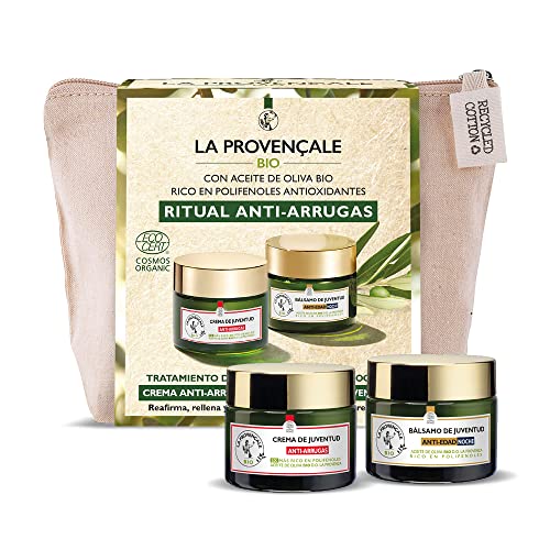 La Provençale Bio - Pack Tratamiento Antiarrugas, Crema De Juventud Antiarrugas Y Bálsamo Iluminador Nutritivo De Noche Con Aceite De Oliva Bio Y Polifenoles Antioxidantes, 50 ml, Multicolor