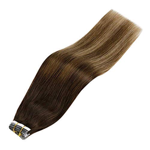 LaaVoo Tape in Hair Extensions Balayage Color 2/6/12 El marrón Más Oscuro a Marrón Medio con Marrón Dorado Claro Adhesivo Extensiones Adhesivas Remy Pelo Humano 20PCS/30G 1.5G/PC 12"