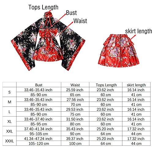 LABABE- Kimono japonés con diseño de flores de cerezo, algodón, Rojo, XX-Large