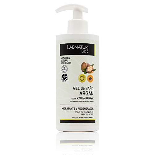 LABNATUR BIO GEL DE BAÑO ARGAN KIWI Y PAPAYA 450ml. Nutritivo, Vegano y No Testado en Animales, sin Parabenos ni SLS