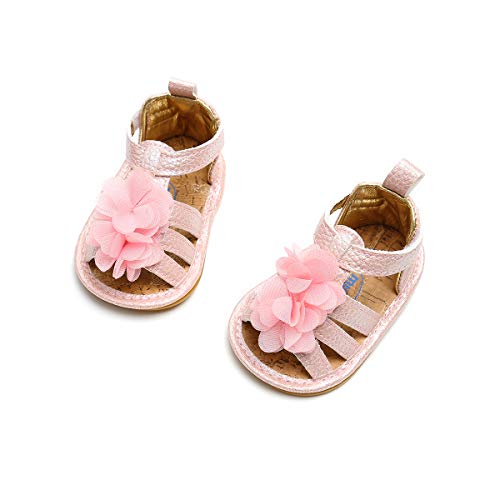 Lacofia Sandalias de Verano para bebé niñas Zapatos de Vestir de Flores de Infantiles para bebé Rosa 6-12 Meses