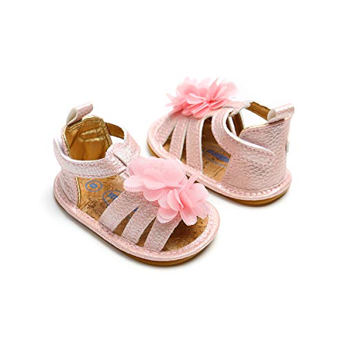 Lacofia Sandalias de Verano para bebé niñas Zapatos de Vestir de Flores de Infantiles para bebé Rosa 6-12 Meses