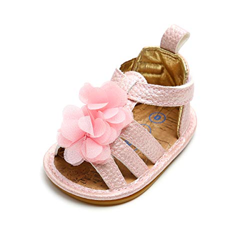 Lacofia Sandalias de Verano para bebé niñas Zapatos de Vestir de Flores de Infantiles para bebé Rosa 6-12 Meses