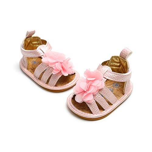 Lacofia Sandalias de Verano para bebé niñas Zapatos de Vestir de Flores de Infantiles para bebé Rosa 6-12 Meses