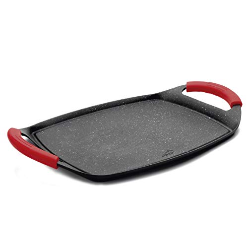 Lacor - 25536 - Plancha de Asar, Grill Eco Piedra, Compatibilidad: todo tipo de cocinas, Apta para inducción y horno, Recubrimiento antiadherente, Ecológica y libre de PFOA, 29 x 22,5 x 1,5 cm