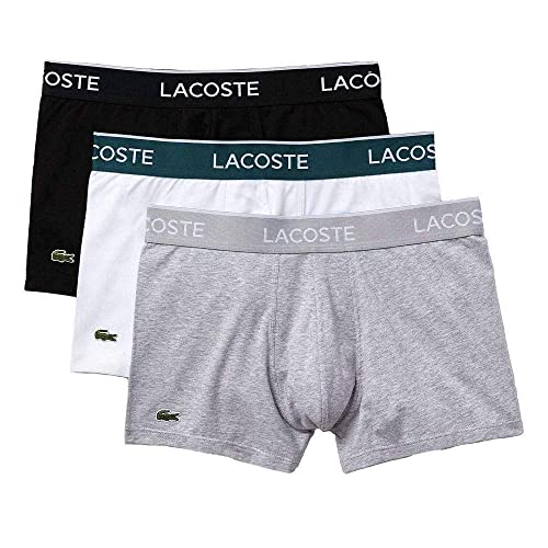 Lacoste 5H3389 Boxer Corto para Hombre, Noir/Blanc-Argent Chine, S (Pack de 3)