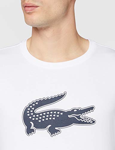 Lacoste Sport TH2042 Camiseta, Blanc/Marine, M para Hombre