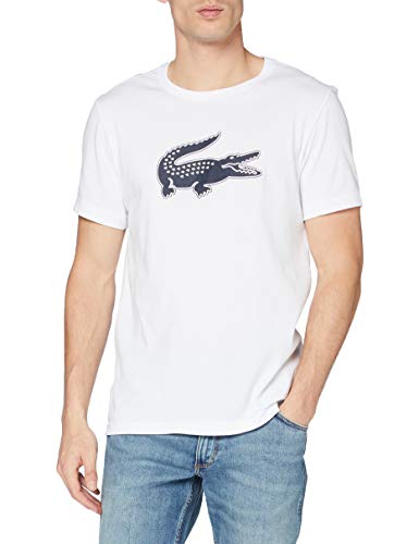 Lacoste Sport TH2042 Camiseta, Blanc/Marine, M para Hombre