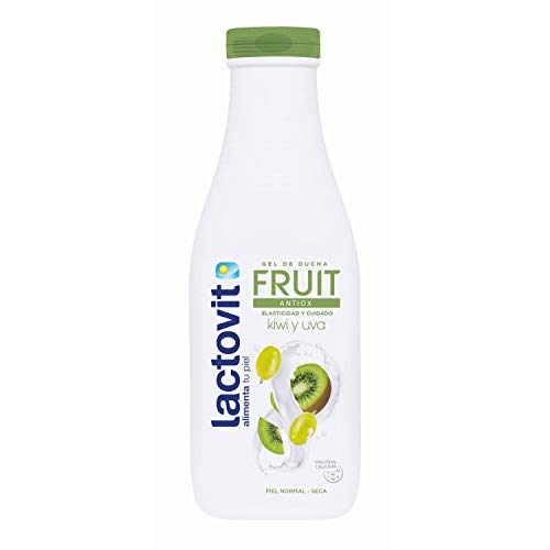 Lactovit - Gel de Ducha Hidratante Fruit Antiox Elasticidad y Cuidado con Kiwi y Uva, para Pieles Normales y Secas - 600 ml