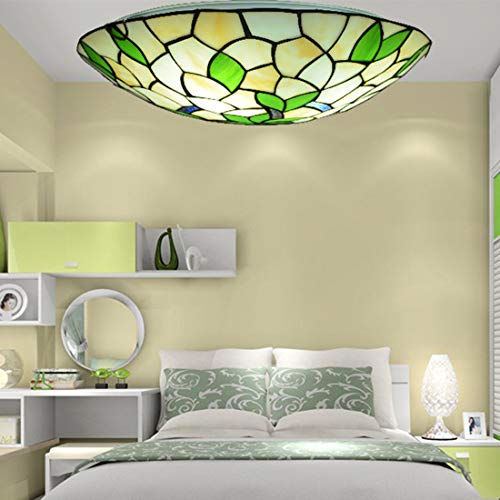 Lámpara de Techo estilo Tiffany, Plafonnier de vidrio manchado regulable, bombilla E27, accesorios de iluminación de techo de decoración de pasillo para sala de estar de dormitorio, Max40W,4,30cm