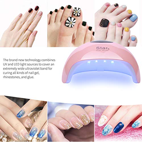 Lámpara Secador de Uñas, UIHOL LED/UV Gel Esmalte de Uñas Rápido, Con Sensor Automático y Pantalla LCD 3 modos para tiempo Para Manicura/Pedicure Nail Art en el Hogar y el Salón (36W)