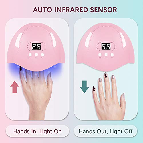 Lampara Secadora de Uñas LED/UV Para Esmalte de uñas de Gel, 54w Lampara Led Uñas Cura La Luz Con 3 Modos Tiempo Y Pantalla LCD, Lampara UV uñas Para Manicura/Pedicure Nail Art en el Hogar Y ei Salón