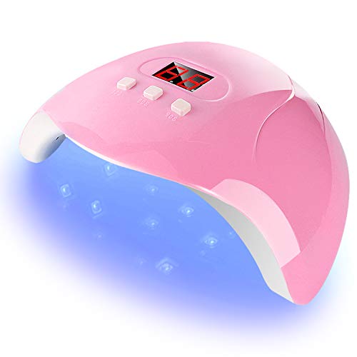 Lampara Secadora de Uñas LED/UV Para Esmalte de uñas de Gel, 54w Lampara Led Uñas Cura La Luz Con 3 Modos Tiempo Y Pantalla LCD, Lampara UV uñas Para Manicura/Pedicure Nail Art en el Hogar Y ei Salón