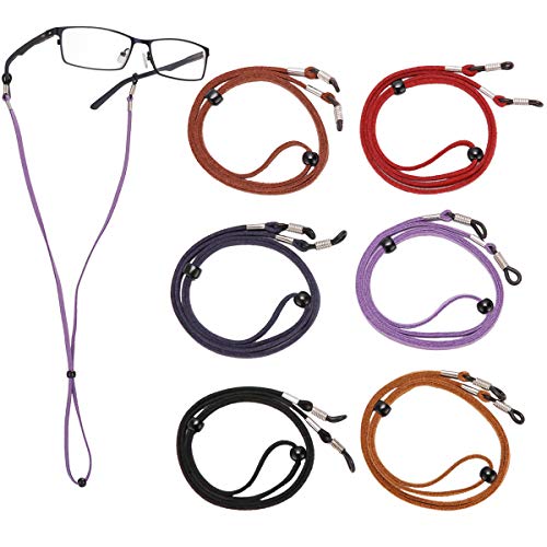 LAOYE Correa Gafas 6 Piezas Cordón de Gafa de Cuero PU Premium 70CM Gafas Cadena Fija Cuerda Gafas de Sol, Retenedor Cadenas Gafas Lectura Correa de Retención para Gafas Todo Tipo Mujer Hombre Niño