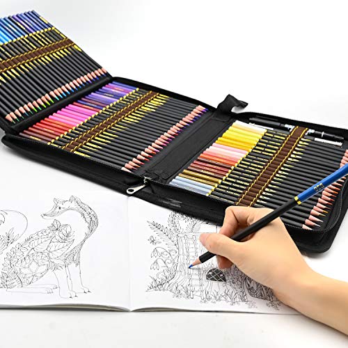 Lapices de Colores Profesionales para Adultos y Niños, Juego de 72, Lápices de Dibujo de Colores aceitosos con Kit de Bolsa portátil para agrupar y proteger sus Lápices de Colores