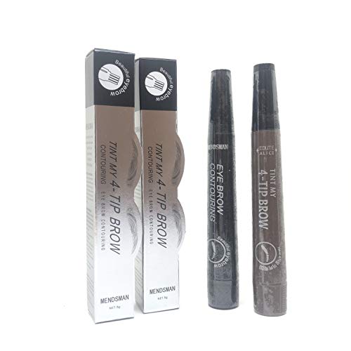 Lapiz de Cejas 2020 nueva colección, Waterproof Cuatro 4 Puntas Tattoo Eyebrow Larga duración Gel Para Maquillaje de Ojos KIT COLORES COMBINADOS (Negro+Dark Marrón)