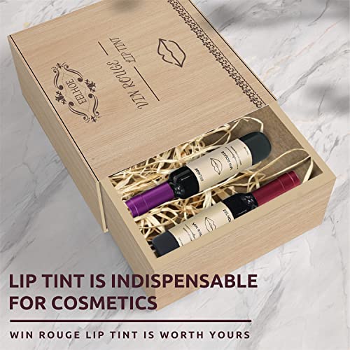 Lápiz labial impermeable para botella de vino, lápiz labial líquido mate, botella de vino, brillo labial, tinte de labios impermeable de larga duración (6 piezas+caja de regalo de madera)