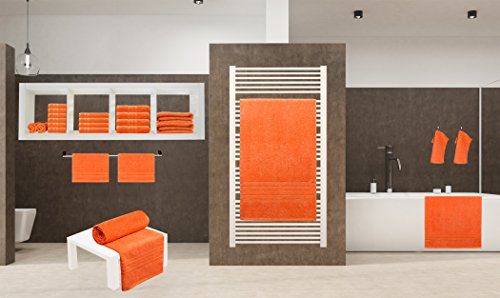 Lashuma - Toalla de baño o playa XXL London en 14 colores, color liso, tamaño grande de 100 x 150 cm, 100 % algodón, Clementinas naranja., 100 x 150 cm