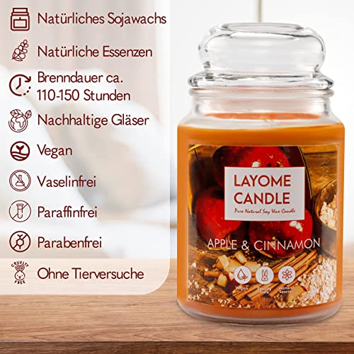 LAYOME Vela aromática vegana de cera de soja con aceites naturales, hasta 150 horas, cristal reciclable, sin pruebas en animales y sin sustancias nocivas