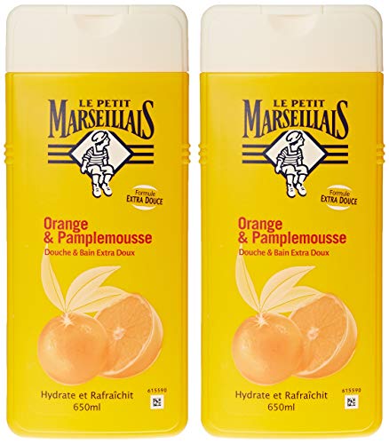 Le Petit Marseillais – Ducha y baño muy suave – naranja pomelo flacon – 650 ml – juego de 2