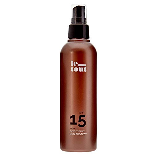 Le-Tout Spray Sun Protect SPF 15, Crema Solar con Protección UVA y UVB con Aloe Vera y Aceite Argán para el cuerpo, hidrata, nutre y protege. Resistente al agua. 200 ml …