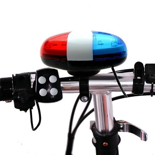 Leagy 6 Police lumière LED de vélo sirène + 4 son Trompette Corne de vélo Bell