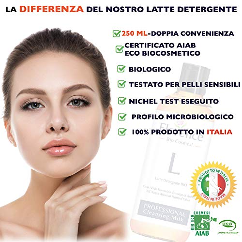 LECHE LIMPIADORA FACIAL 250 ml con Ácido Hialurónico y Agua Activa de Aceituna.