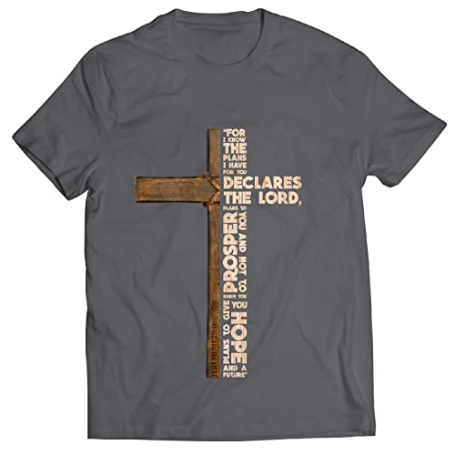 lepni.me Camisetas Hombre Escritura Cristiana Versículo bíblico Cruz gráfica Regalo religioso (XXL Grafito Multicolor)