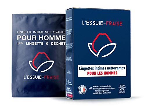 L'Essuie-Fraise - Juego De 3 Cajas De 7 Toallitas Íntimas Individuales Para Hombre Certificado Biodegradable 2 Piezas, Multicolor