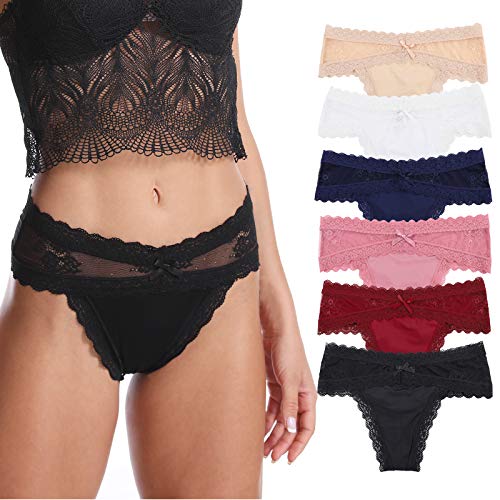 Levao Bragas Mujer Sexy Braguita Cómodo Encaje Braguita Tangas Bikini Ropa Interior Paquete de 6