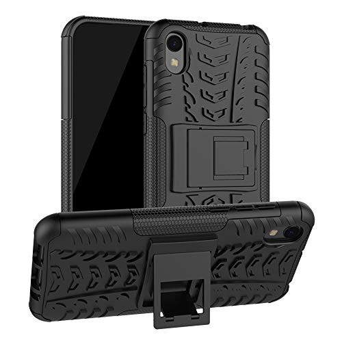 LFDZ Compatible Huawei Y5 2019 Funda, Soporte Cáscara de Doble Capa de Cubierta Protectora Heavy Duty Silicona híbrida Caso Funda para Huawei Y5 2019 / Honor 8S (Not fit Huawei Y5 2018),Negro