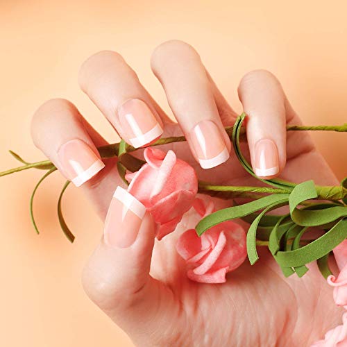 LIARTY 240 Piezas De Uñas Postizas Francesas Corto, Uña Falsa Artificial Acrílico,Cubierta Completa Uñas Postizas Natural para Mujeres Niñas