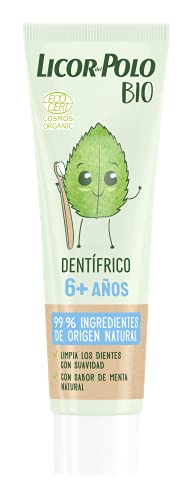 Licor del Polo Licor del Polo - Dentífrico Infantil BIO Junior +6 años Menta - 50ml – Pasta de dientes sabor MENTA – 99% de ingredientes de origen natural – Limpia los dientes con suavidad 64 g