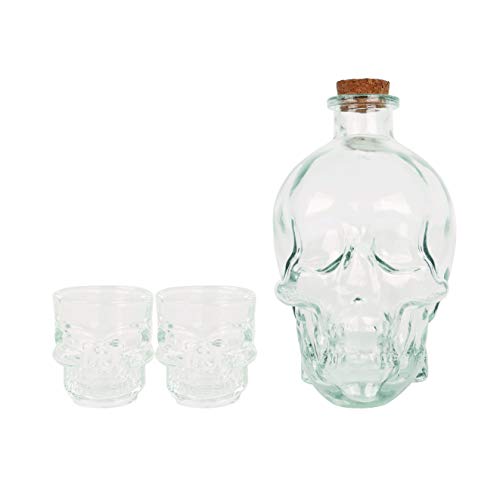 LICORERA CRISTAL CON 2 VASOS CALAVERA