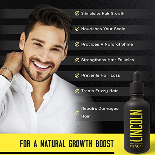 LINCOLN Serum Anticaída Pelo con Biotina para Hombres - Serum Crecimiento Cabello y Caída de Pelo - Enriquecido con Vitaminas Capilares - Tratamiento Natural para Caída Cabello Hombre - 50 ml