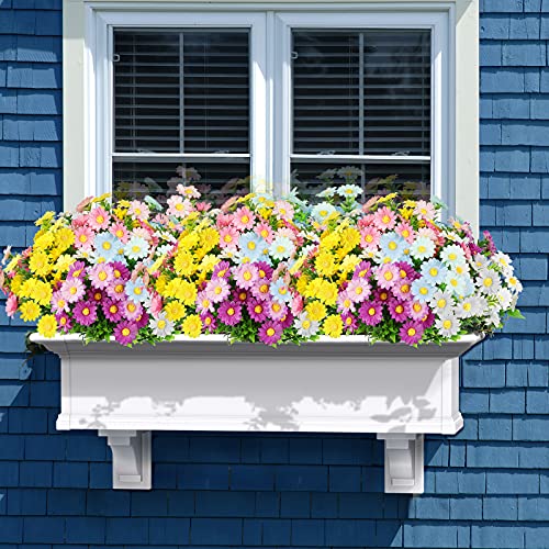 Linkstyle Flores Artificiales para Decoración, 10 Ramos de Flores Falsas de Margaritas con 5 Colores, Resistentes a los Rayos UV Exteriores Interiores para Colgar, Jardín, Porche, Ventana, Boda