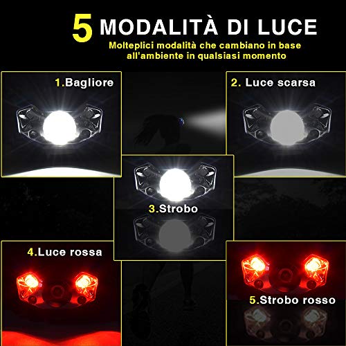 Linterna Frontal LED Recargable, LETOUR Antorcha giratoria con sensor de movimiento, IP65 impermeable, 350 Lumen para camping, senderismo, correr, pesca, bricolaje