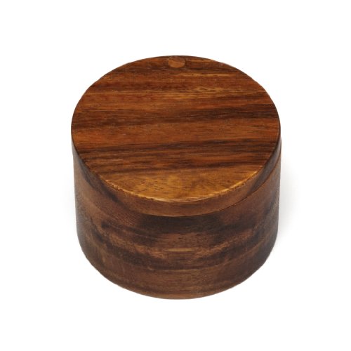 Lipper International Caja de sal o especias de madera de acacia con tapa giratoria, 3-1/2" x 2-1/2"