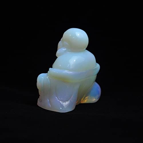 LiuliuBull Natural Crystals 2"Opalite Opal Healing Crystal Gemstone Tallado Buda Feng Shui Figurines Wealth y Buena Suerte