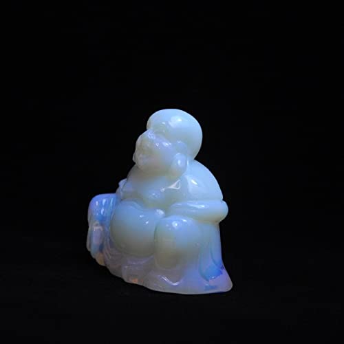 LiuliuBull Natural Crystals 2"Opalite Opal Healing Crystal Gemstone Tallado Buda Feng Shui Figurines Wealth y Buena Suerte