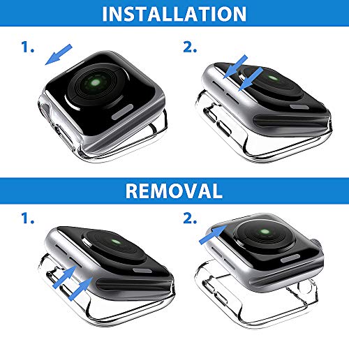 LϟK 2 Pack Funda Protector de Pantalla de Cristal Templado Incorporado para Apple Watch 40mm Series 6 5 4 SE - Estuche Protector General para PC Duro HD Ultra-Thin Carcasa para iWatch 40mm - Claro