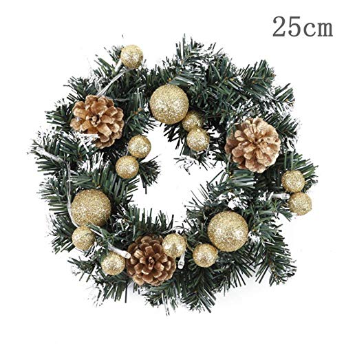 LLAAIT 25-40cm Christmas Wreath Wall Hanging with Battery Powered LED Light String Front Door Hanging Garland Holiday Home Decorations,Red,25cm