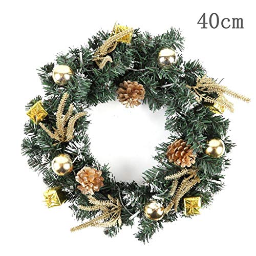 LLAAIT 25-40cm Christmas Wreath Wall Hanging with Battery Powered LED Light String Front Door Hanging Garland Holiday Home Decorations,Red,25cm