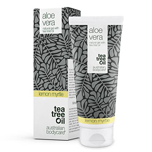 Loción de Aloe Vera para después del sol 200 ml| Aloe Vera natural, aceite de árbol de té y mirto de limón |Enfriante e hidratante para picazón, piel irritada, quemaduras solares y arañazos |Vegano