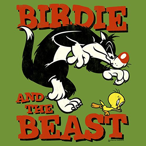 Logoshirt - Looney Tunes - Piolin y Silvestre - Pajarito y la Bestia - Camiseta Hombre y Mujer - Verde Claro - Diseño Original con Licencia, Talla XL