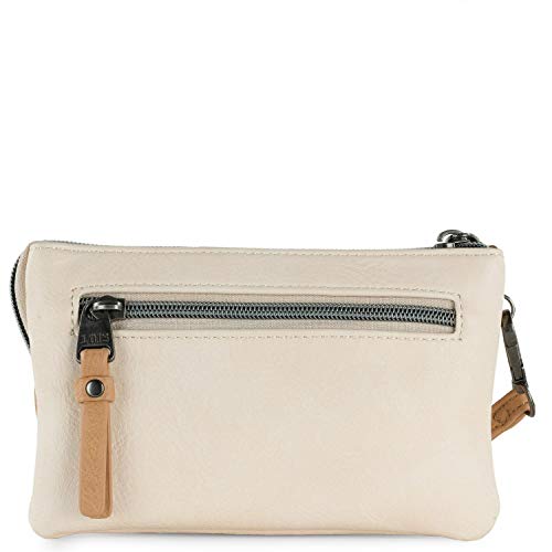 Lois - Cartera de Mano Mujer Piel Vegana Pequeña de Marca LOIS con Monedero y 3 Compartimentos, el Central con Cierre Cremallera. Asa de Mano Adicional 310719, Color Beige