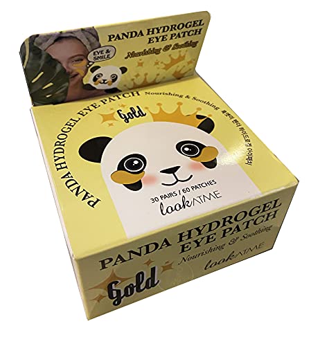 Look At Me Panda Hydrogel Eye Patch Gold, Parches De Ojos Iluminadores Antiojeras, 60pcs, Oro, Lavanda