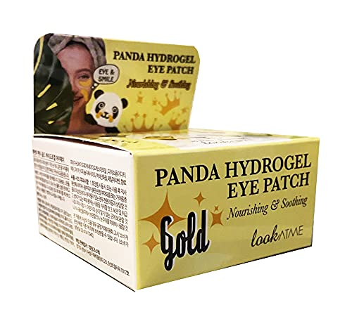 Look At Me Panda Hydrogel Eye Patch Gold, Parches De Ojos Iluminadores Antiojeras, 60pcs, Oro, Lavanda