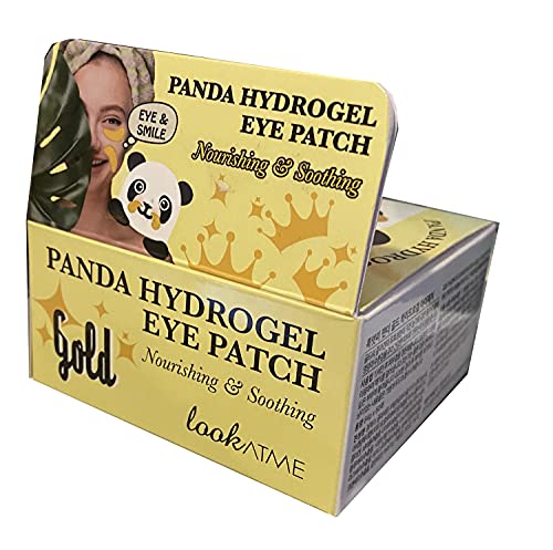 Look At Me Panda Hydrogel Eye Patch Gold, Parches De Ojos Iluminadores Antiojeras, 60pcs, Oro, Lavanda