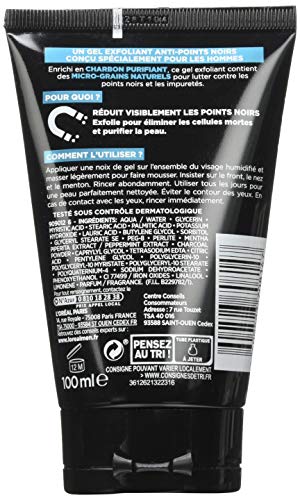 L'Oréal Men Expert - Gel Ultra-Désincrustant Anti-Points Noirs pour Homme - Soin du Visage - Pur Charbon - 100 ml